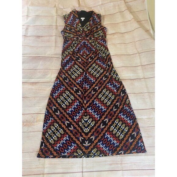 Chico's Women's Sleeveless Printed V Neck Maxi Dress - 2 (Medium/12) - Picture 4 of 12